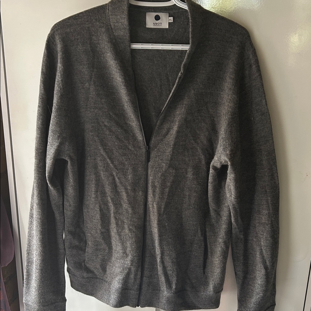 NN07 Men's Gray wool XL zip up luxury Sweater
